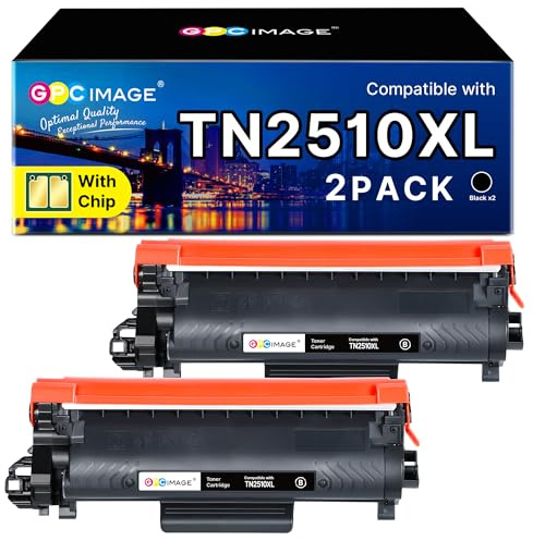 GPC Image TN2510XL TN2510 Toner Compatibili per Brother TN-2510 XL per MFC-L2827DW L2800DW L2860DW L2835DW HL-L2400DWE L2445DW L2447DW DCP-L2660DW L2620DW L2665DW (2 Nero)