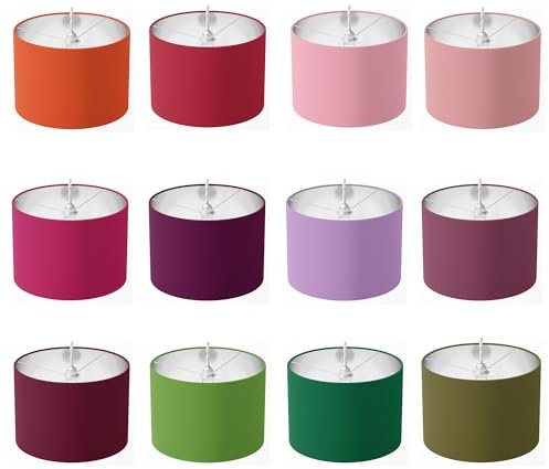Plain Light Shade, Cotton Drum Lampshade, Lampshade for Table Lamps, Traditional Ceiling Floor Pendant Dark Orange Red Powder Pink Fuschia Purple Lilac Plum Burgundy Sea Green Moss Green Lampshade