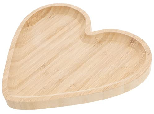 Alipis Elegante Bandeja de Madera con Forma de Corazón Bandeja para Servir Frutas Plato de Postre para Decoración del Hogar