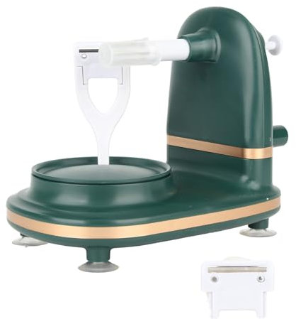 Pelador de frutas y verduras multifuncional, pelador de frutas con manivela manual de acero inoxidable PP, ahorro de mano de obra giratorio para la cocina del restaurante en casa, (Verde)