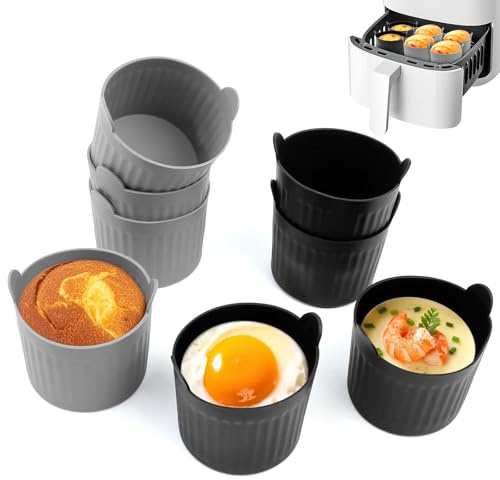 Silikonform Heißluftfritteuse, 8 Stück Ei Former Kuchenform für Heißluftfritteuse, Silikon-Auflaufförmchen für Luftfritteuse, Klein Antihaft Wiederverwendbar Airfryer Silikonform