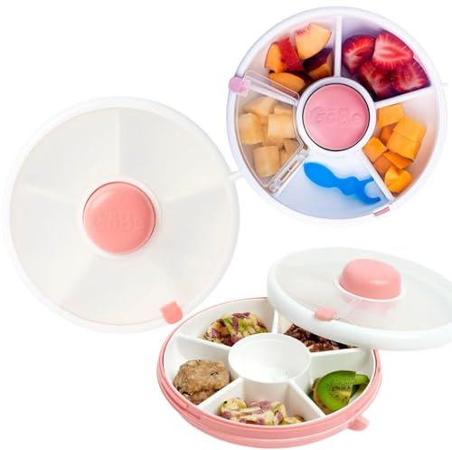 New GoBe Kids Snack Spinner – Wiederverwendbarer Snackbehälter mit 5 Fächern Spender und Deckel | BPA- und PVC-frei | spülmaschinenfest | kein Verschütten, auslaufsicher