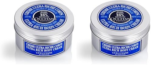 L'OCCITANE - Körpercreme Sheabutter - 200 ml - Trockene und empfindliche Haut - In Frankreich hergestellt (Packung mit 2)