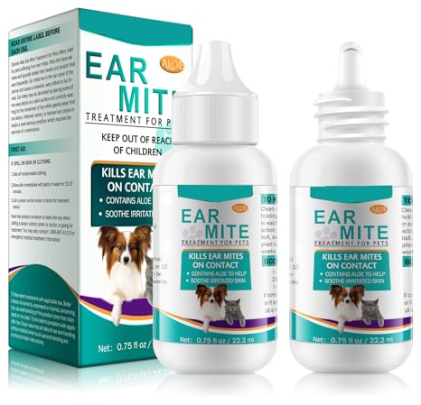 JCZQDRPC 2 Pack Ear mite treatment for dog, Dog Ear Drops, for Dogs Yeast Infection, For Cats And Dogs