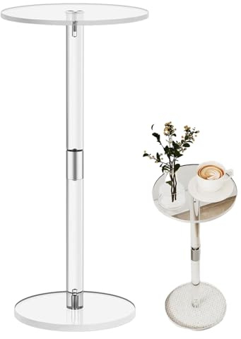 Genérico Mesa de Bebidas de Acrílico Alta, Mesa de Bebidas de Acrílico, Mesa Auxiliar pequeña Transparente para Bebidas, refrigerios, teléfonos y café, Mesa Auxiliar Transparente para s