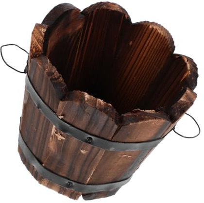 HIAKDOFT Maceta De Madera para Jardín Maceta Pequeña Tipo Barril para Plantas De Jardín Diseño Vintage para Patio
