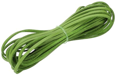PATIKIL Cordino Cuoio, 3 mm x 5.5 Iarde Stringa in Pelle Finta, Cordone Piatto Vellutata Cordoncino per Collane Creazione Gioielli Braccialetti DIY Artigianato Acchiappasogni, Verde Erba
