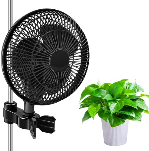 KLGFI 2 Geschwind Grow Ventilator, Clip Ventilator Oszillierend | 25W Oscillating Clamp Fan füR Growzelt