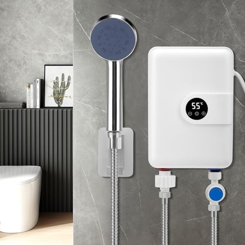 Mini Chauffe-Eau Instantané 5500W Installation Sous Évier - Chauffe-Eau Électronique avec Affichage LED Température - Ballon Sous Évier Compact pour Cuisine, Salle de Bain, Camping-Car