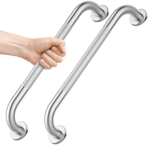 2 Pack 16 Inch Grab Bars for Bathtubs and Showers,Anti Slip Stainless Steel Handrail Bathroom Auxiliary Safety Handle, Handicap Grab Bars for Bathroom (Polished Nickel 1 Diameter) YIGUANXIN