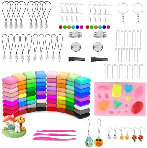 LEIIERUY Modelliermasse Lufttrocknend Set 72 Farben Air Dry Clay DIY Bastelset für Erwachsene mit 82 Zubehörteilen 3 Werkzeuge Weich Elastisch Kein Backofen erforderlich