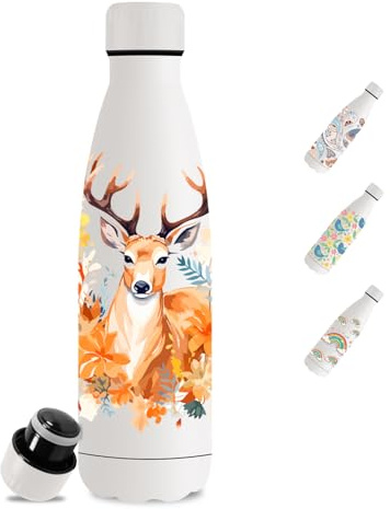 Gourde Enfant- 500ml- Gourde Isotherme, Sans BPA, Bouteille Isotherme, 24h Froid & 12h Chaud, Anti Fuite, Bouteille d'eau pour l'École, Camping, Bureau, Yoga, Voyage
