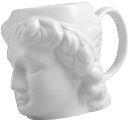 WEKADRIN Taza de Cerámica Artística con Diseño de Escultura Vaso Decorativo para Agua y Leche para Escritorio y Regalo Elegante Blanco