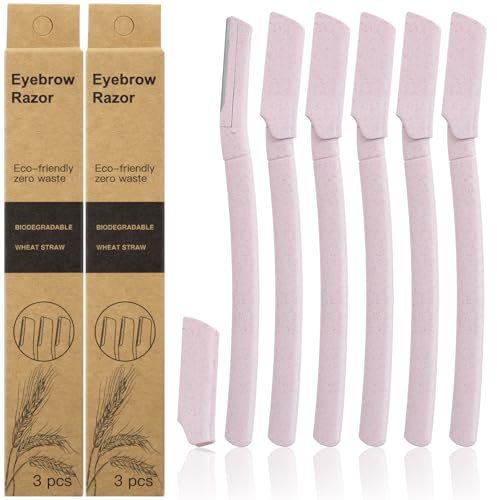 Lanjue 6 Pcs Dermaplaning Blades, Face Razors for Facial Hair, Pink | Peach Fuzz Removal, Fine Hair Trimming, Dead Skin Exfoliation, for Women, Men, Body Care, Travel, Home, Spa, Makeup Prep, DIY