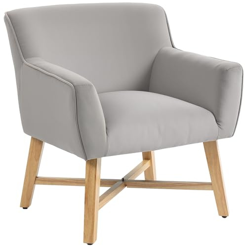 HOMCOM Butaca de Salón Tapizada en Terciopelo 67x65x74 cm Gris Claro
