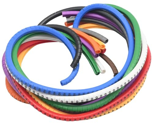 Hoypeyfiy 1000 marcadores de cable EC-0 0 a 9, herramienta de identificación codificada por colores para cableado de 1,5 mm², marcadores de aislamiento de PVC para suministros eléctricos