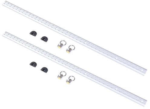 Nosqew Kit de Rail en L Système D'Arrimage de Remorque Rail de Voie de Cargaison en Aluminium Durable avec 4 Raccords à Anneau Rond pour Motos, VTT, Tracteurs Utilitaires, Paquet de 2, (Argent)