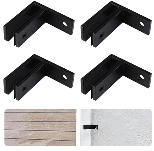 INCREWAY 4Pcs Railing Wall to Glass Clamp, 90 Degrees Glass Clips Aluminum Alloy Shelf Support Bracket, Glasses Holder Connector for 10-12mm Thick Glasses (Black)