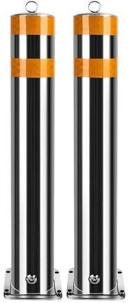 inless Parkeringspollare i stål 2-pack – avtagbara trafikkontrollstolpar med lås och reflekterande remsor för uppfartssäker (60 x 8,9 cm)