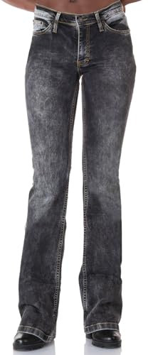 Comycom Verwaschene Stretchjeans Bootcut Schlag Schwarz 30/34
