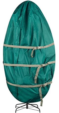 Upright Christmas Tree Storage Bag - Canvas Cover for 7.5-Foot Artificial Trees, Inflatables, and Christmas Decorations by Tiny Tim Totes (Green)