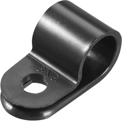 sourcing map 30 Stück Kabelschellen 9,5mm R-Kabelklemmen Nylon Schwarz | Kabelhalter, Kabelklemme, Drahtklemme, Cable Clips, Schraubbar, für Kabel-Management Kabelführung Kabelbefestigung