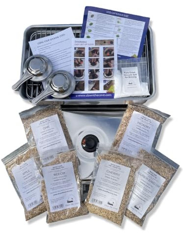 Down the Cove - Kit completo per affumicatura a caldo, forno in acciaio inossidabile, vari trucioli di legno e istruzioni