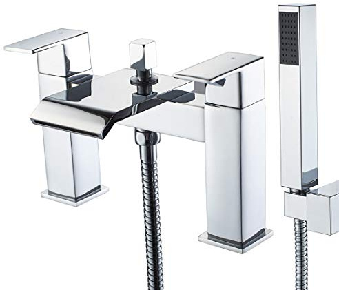 Luckyhome Bath Taps with Shower Waterfall Bathroom Tub Tap with Handheld Shower Head