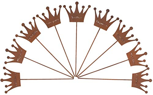 Kräuterstecker Krone Metall Rost Pflanzstecker Edelrost Pflanzenschilder wetterfest Eisen H=27,5 cm 9er Set