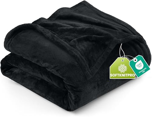 Utopia Bedding Fleece Blanket Queen Size Black (90x90 Inches) Ultra Soft Warm Lightweight Microfiber Breathable Anti-Static Cozy Bed Blanket, All-Season Home Decor Gift for Men & Women