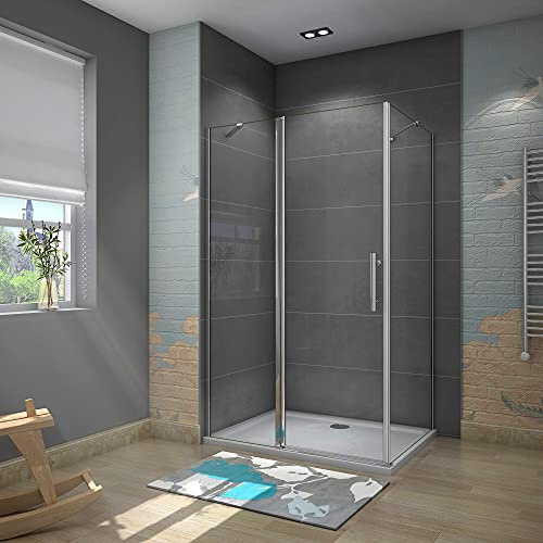 Box Doccia Angolare 100x70cm Porta Battente Vetro 6mm Barra Alto 195cm | Anticalcare, Vetro Temperato, Cromato Lucido