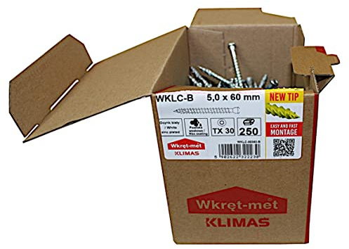 Wkręt-Met KLIMAS sp. z o.o. Winkelbeschlagschraube 5,0 x 60 mm - 250 St. Holzverbinderschrauben mit ETA