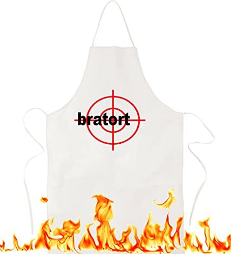 Blickfang Bratort |Grill, BBQ | Küchenchef, Koch | Kochschürze, Latzschürze, Küchenschürze Grillschürze, Partyschürze | Geschnek, Geburtstag, Schurz | Schwarz, Rot (Rot) (Weiss.)