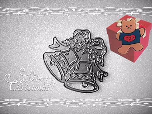 Stanzformen mit Weihnachtsschleife und Glockenrand, für Kartenherstellung, Frohe Weihnachten, Schleife, Stanzschablonen für Scrapbooking