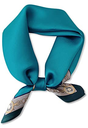 LumiSyne Seidenschal Damen Quadratischer Schal Einfarbig Retro Kette Gedruckte Leicht Weich Vierecktuch Bandana Kopfschmuck Halstuch Haarband
