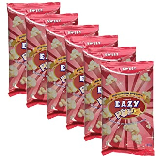Eazy Pop Instant Popcorn-Geschmack, 85 g, 6 Stück, ideal zum Snacken, für die Mikrowelle und Popcorn in wenigen Minuten