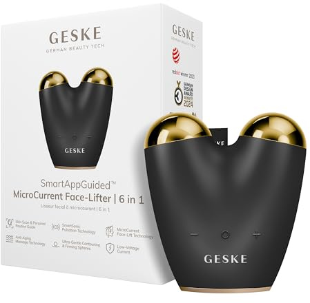 GESKE | SmartAppGuided™ MicroCurrent Face-Lifter | 6 in 1 | Facial Lifting | Gesicht- & Jawline Trainer | Gesichtsstraffung | Anti Aging Device | Mikrostrom gegen Falten | Doppelkinnentferner