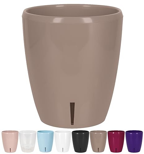 Santino pot à arrosage automatique avec système de mèche et indicateur de niveau d'eau pour l'intérieur, Pot à orchidée, Diamètre 16,5 cm (sable - 3,3 L)