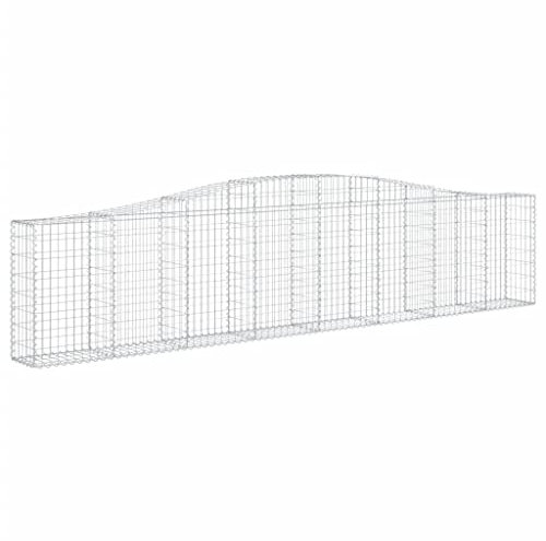 vidaXL 15x Paniers à Gabions Arqués Cages à Gabions Arquées Murs de Gabion Barrières de Jardin Terrasse Extérieur 400x30x80/100 cm Fer Galvanisé