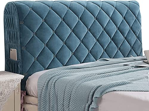 uyeoco Samt Bettkopfteil Hussen Bett Kopfteil Husse/Bezug, Staubdichte Dehnbare Schwarz Kopfteilbezug 140/160/180/200cm Kopfbedeckungen Abdeckung e Kopfteil Überzug (Color : #25, Size : 200cm/78in)