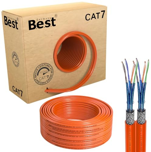 Germany B.e.s.t CAT 7 Verlegekabel 50m Duplex Best Gigabit Netzwerkkabel Kupfer LAN 1000Mhz S/FTP Kat 7