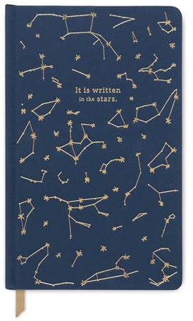 Designworks Ink Hardcover Notizbuch aus Stoff mit linierten Seiten und Lesebändchen für Arbeit, Schreiben, Tagebuch, marineblaues Tagebuch mit goldenem Sternbild, It Is Written In The Stars
