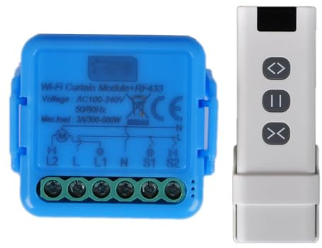 Interrupteur Volets Roulants WiFi avec Télécommandes RF et Module Récepteur, Contrôle Électrique pour Stores et Volets, 433 MHz Module de Commande Minuteur Smart Life