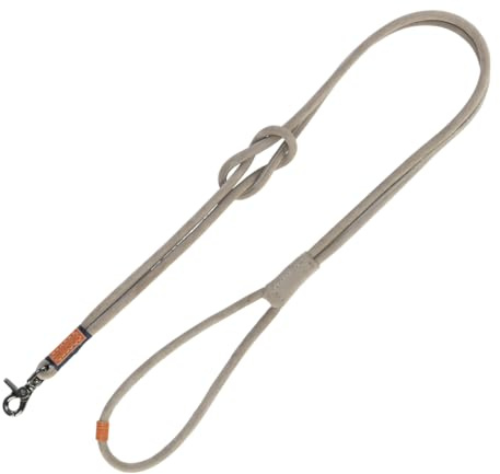 Trixie Hundeleine aus Leder BE Nordic Leine Leder XS-L, 1,20 m ø 8 mm in grau - Lederleine für Hunde mit nordischem Charme - für sehr kleine bis große Hunde - 17460