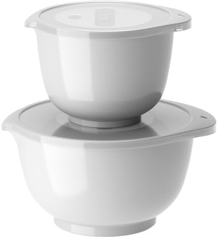 Rosti Margrethe Set de 2 Bols Mélangeurs en Plastique - 2 Couvercles Inclus - Saladiers Hermétiques - 1,5 Litres et 3 Litres, Blanc
