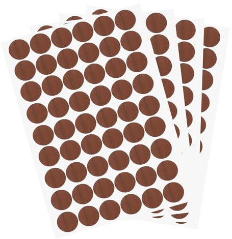 sourcing map 4 Sheets/216Pcs Screw Hole Stickers, 21mm/0.83inch PVC Self-Adhesive Screw Cover Sticker Dustproof Round Screw Covers Caps for Wooden Furniture Cabinet Shelve, Brown