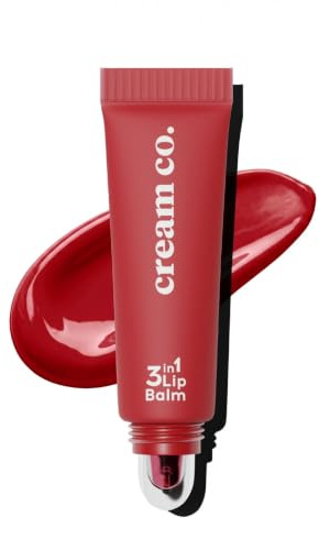 cream co. 3in1 Lippenbalsam mit Hyaluron, Ceramid & Sheabutter, Vegan Tinted Lip Balm für Feuchtigkeitsspendender & Barriere Reparierend, Lippenpflege zum Schutz vor Trockenen Lippen, Erdbeereis