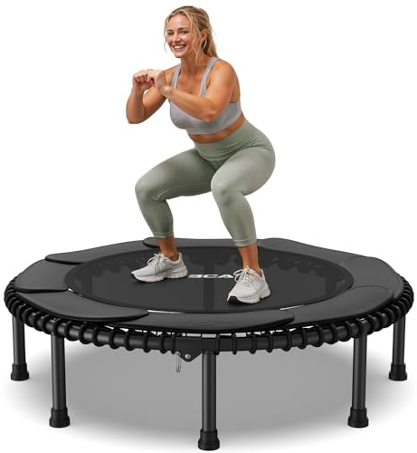 BCAN 48 Adult Fitness Trampoline with Durable Bungees, Stable & Quiet Exercise Rebounder,Great Mini Trampoline for Indoor/Garden Workout - Black