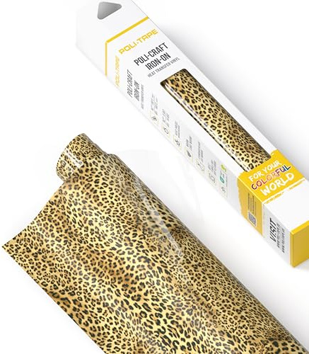 POLI-FLEX® DESIGN Transferfolie für Textilien – Designfolie in Leopard Optik zum Aufbügeln, Plotterfolie für DIY Shirts, Leopard, 30,5 cm x 61 cm