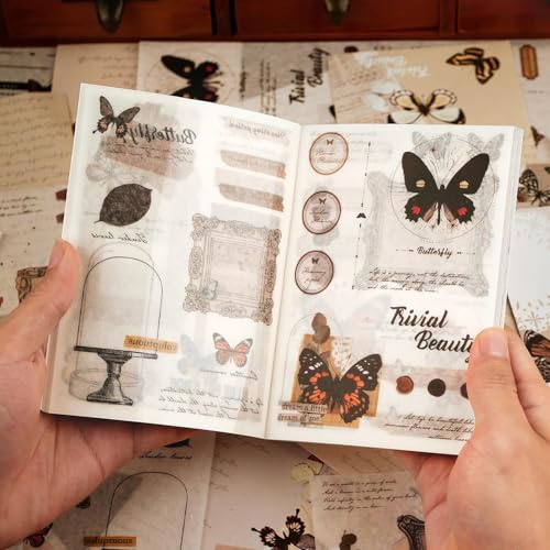 OSLEY Scrapbook Stickers Book, 40 fogli Washi Estetico Vintage Scrapbooking Adesivi per album fotografici, scrapbooking, Bullet Journal, calendario, fai da te